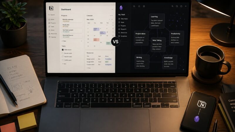 Notion ou Obsidian? Duas formas bem diferentes de se organizar